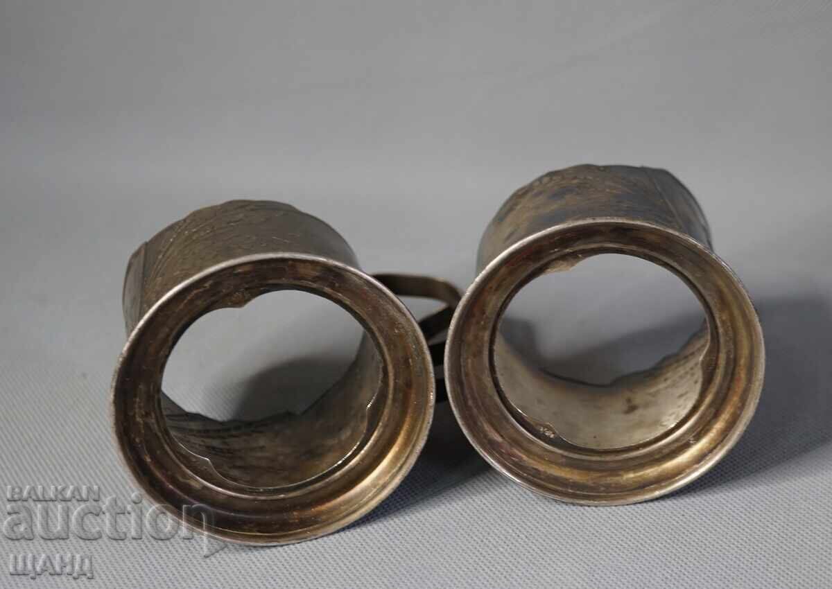 Livrarea 2 Vechi Suporturi de pahar din argint rusesc, suport de pahar, cosmos