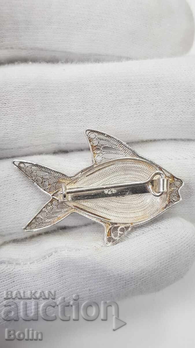 Livrarea Frumoasă broșă argintie - Pește, Peștișor - 925 - Europa Livrarea Frumoasă broșă argintie - Pește, Peștișor - 925 - Europa