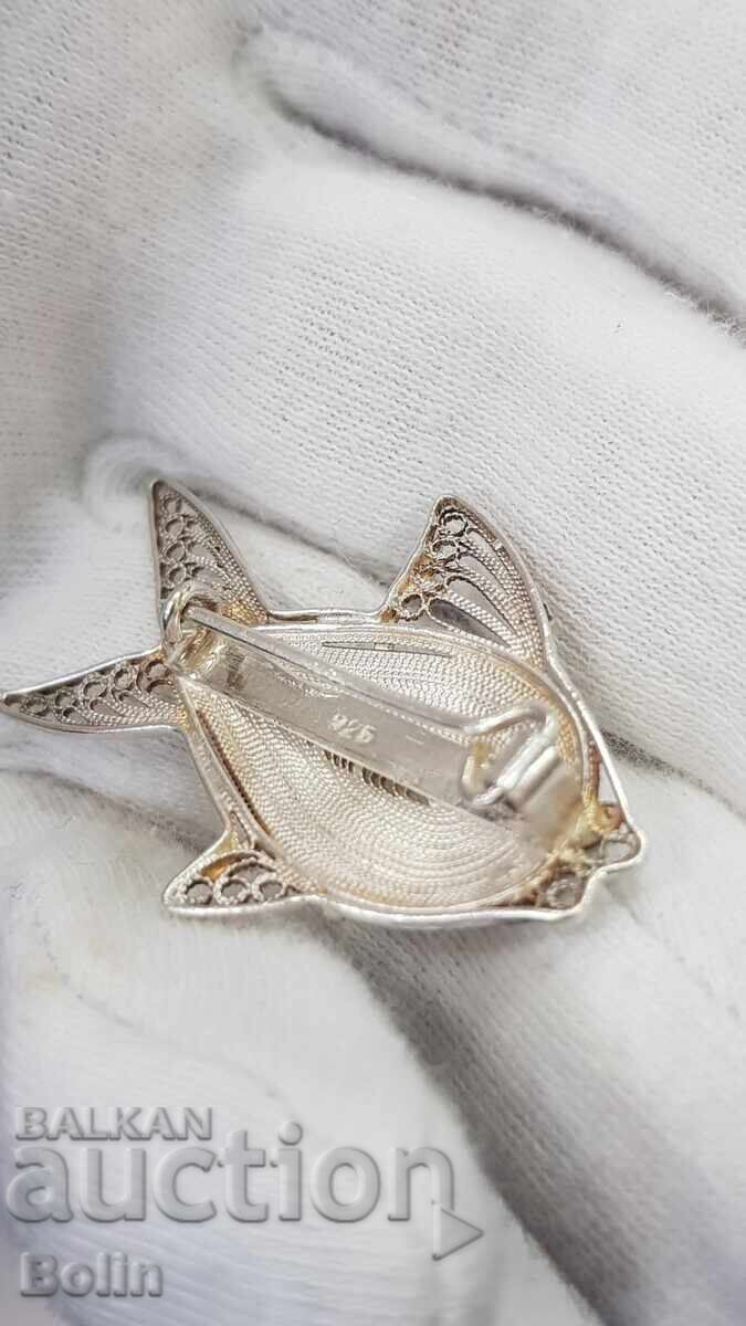 Frumoasă broșă argintie - Pește, Peștișor - 925 - Europa - 5 Frumoasă broșă argintie - Pește, Peștișor - 925 - Europa - 5