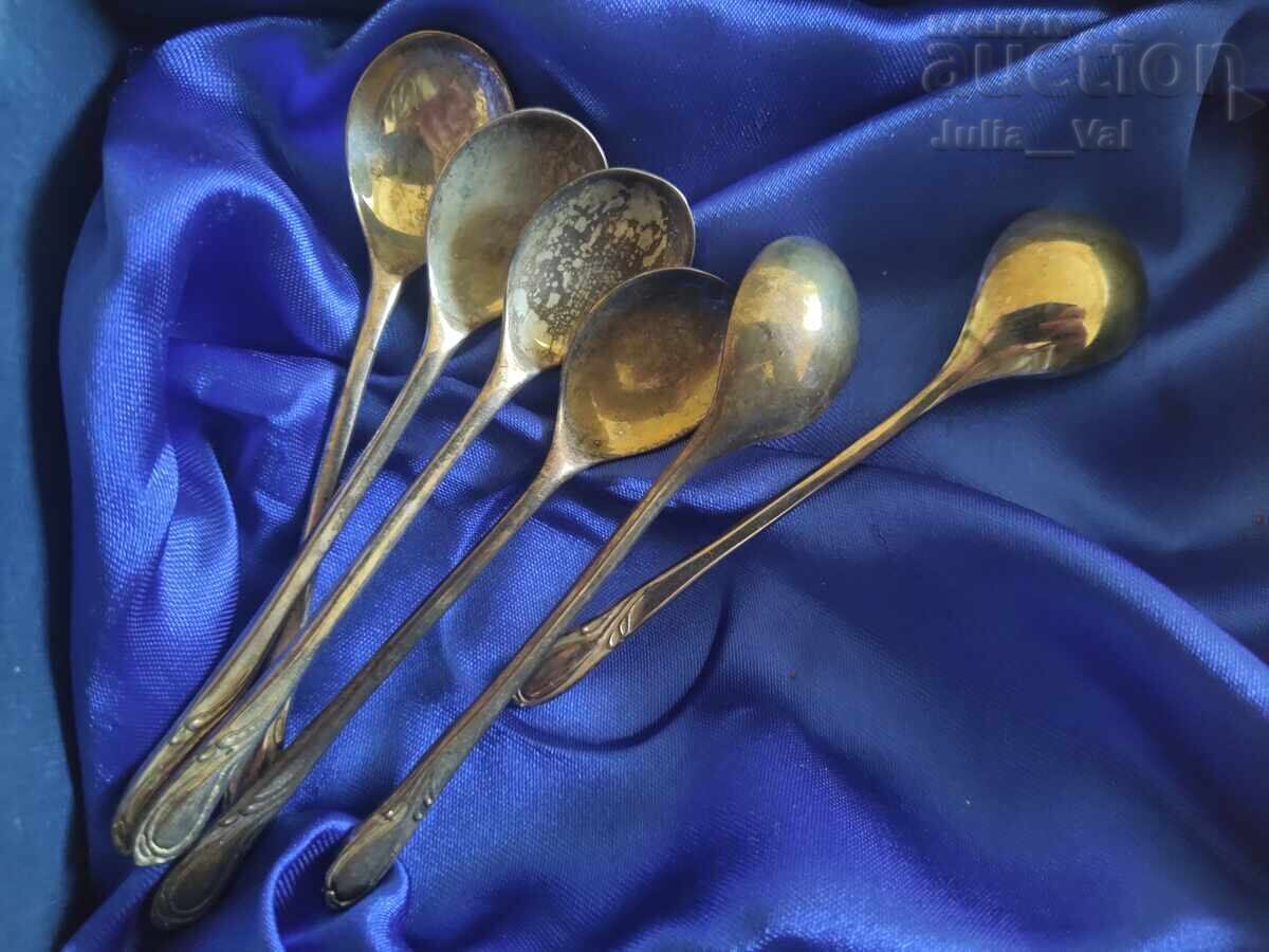 Multe lingurițe vechi de argint, 6 bucăți, BZC, de la 0,01 cenți - 5