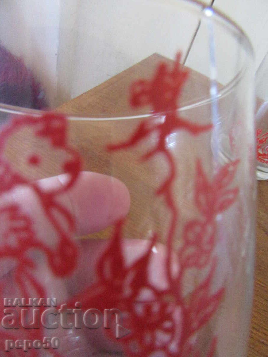 Licitație 6 buc. pahare "Fetița cu oile" - Epoca socialistă timpurie