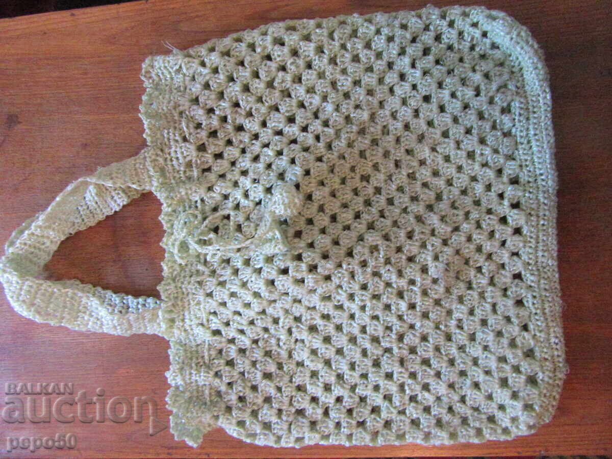 Geantă de damă din sisal, tricotată manual - SOC TIMPURIU
