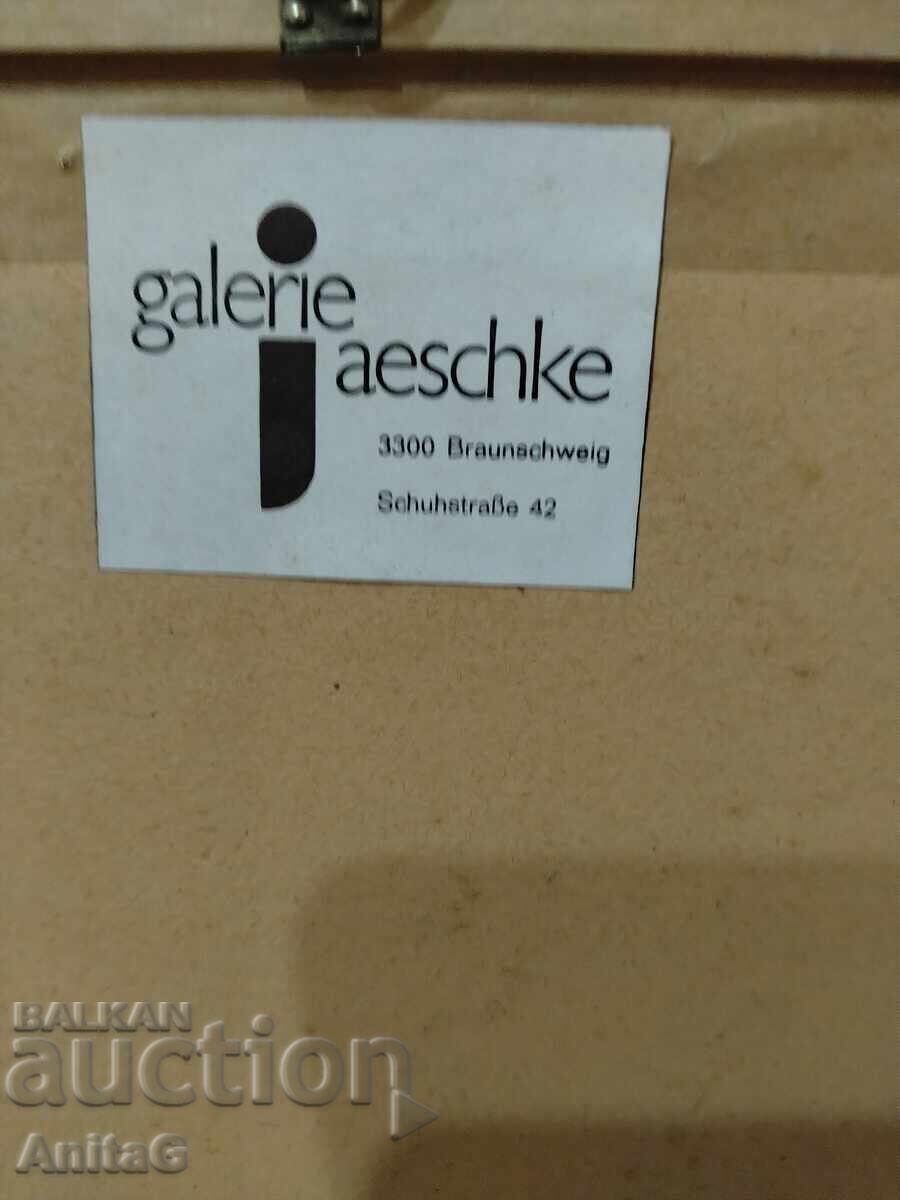 Original gravură colorată „Bruges: Podul Beguinage” de R. Heb - 5