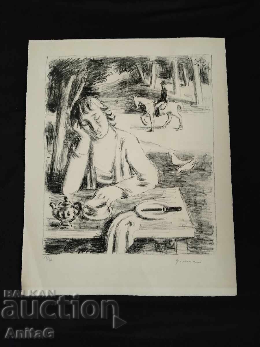 „Le Café des Vignerons“ (Meditație) de Wilhelm Gimmi 1886-1965 „Le Café des Vignerons“ (Meditație) de Wilhelm Gimmi 1886-1965