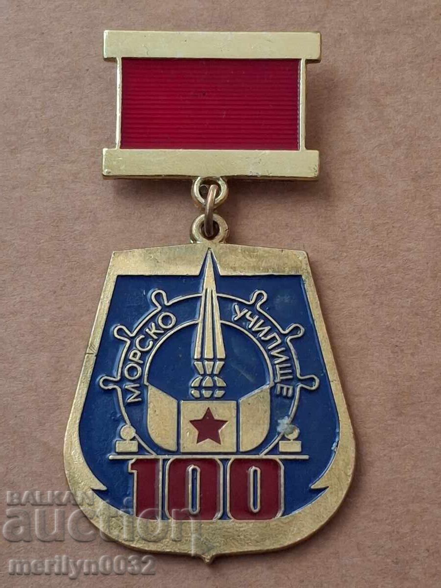 Insignă comemorativă 100 de ani de la Școala Navală, medalie email