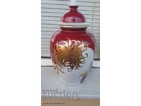 Old German porcelain vase with lid Urn
