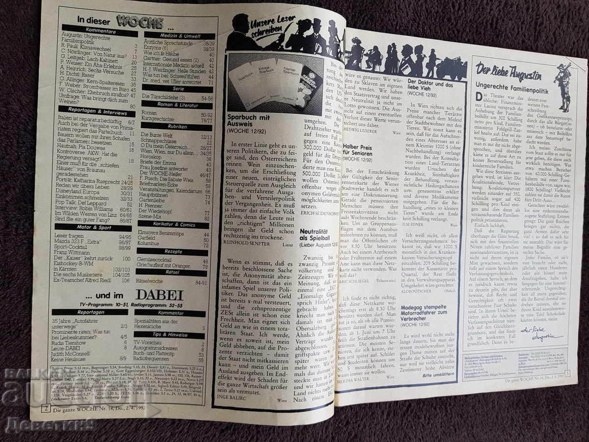 Licitație Revista "Die ganze Woche" - Nr. 14, 1992 Licitație Revista "Die ganze Woche" - Nr. 14, 1992