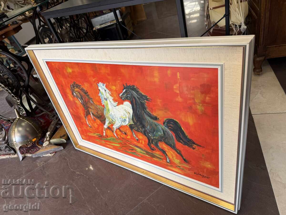 Pictură în ulei - cai în galop. Nr. 7968 - 6