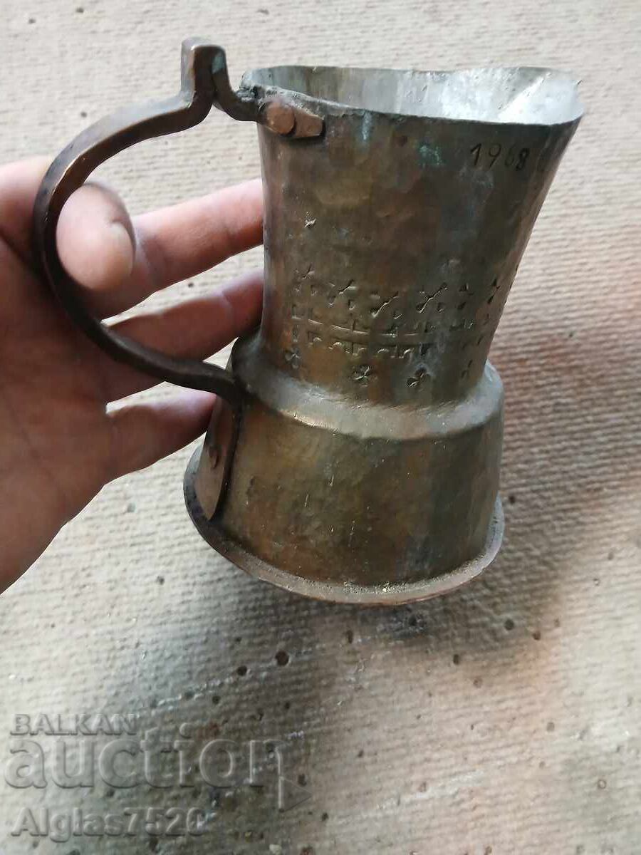 Copper, forged, heavy chalice for communion
