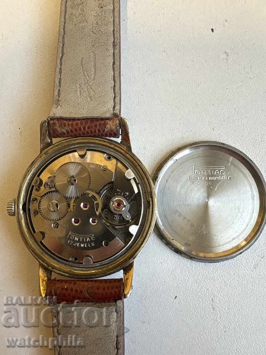 Pontiac швейцарски позлатен рядък мъжки часовник. Работи. - 6