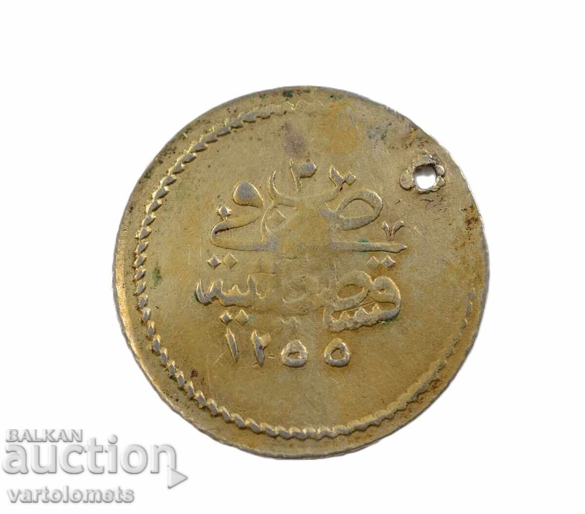 Monedă turcească de argint cu aurire 3,2 g, ø 26 mm