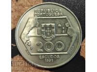 Monedă Portugalia (Jubiliară) 200 escudo, 1991