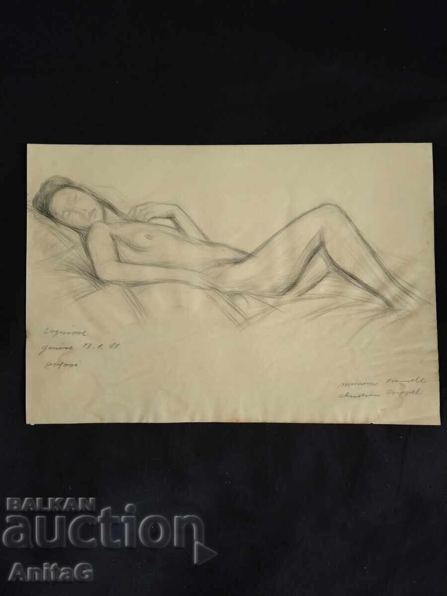 Schiță originală de Pietro PIOSI (P. Piosi), Geneva, 1941 Schiță originală de Pietro PIOSI (P. Piosi), Geneva, 1941