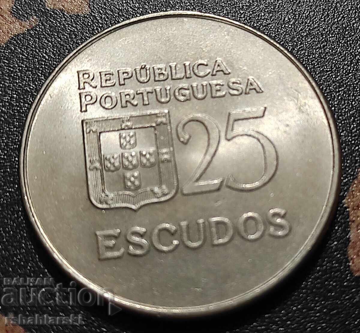 Monedă Portugalia 25 escudos, 1977