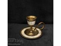 Suport elegant de lumânări din alamă cu decorațiuni din sidef