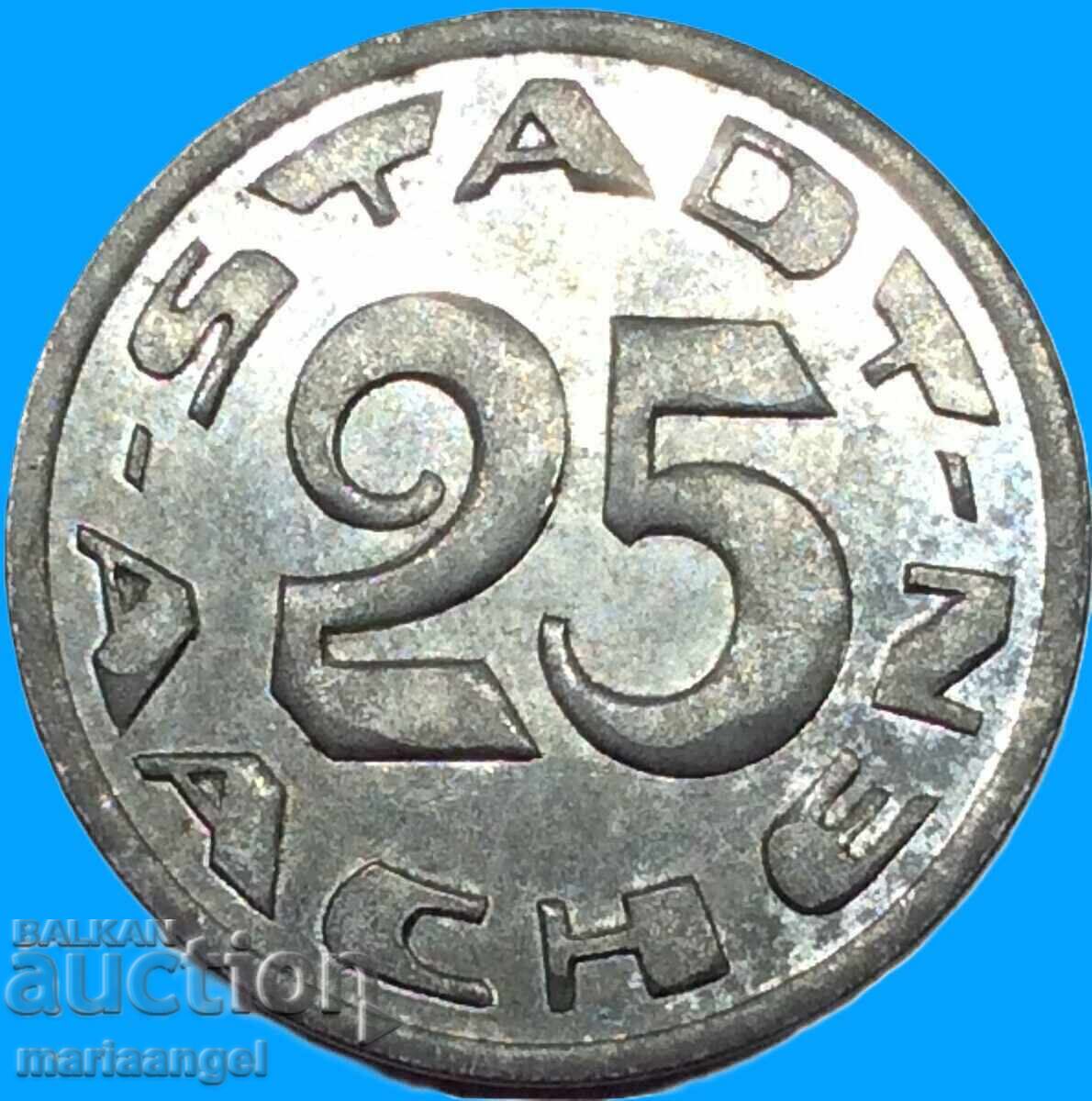 Livrarea 25 Pfennig 1920 Germania Weimar Aachen Notgeld 24mm