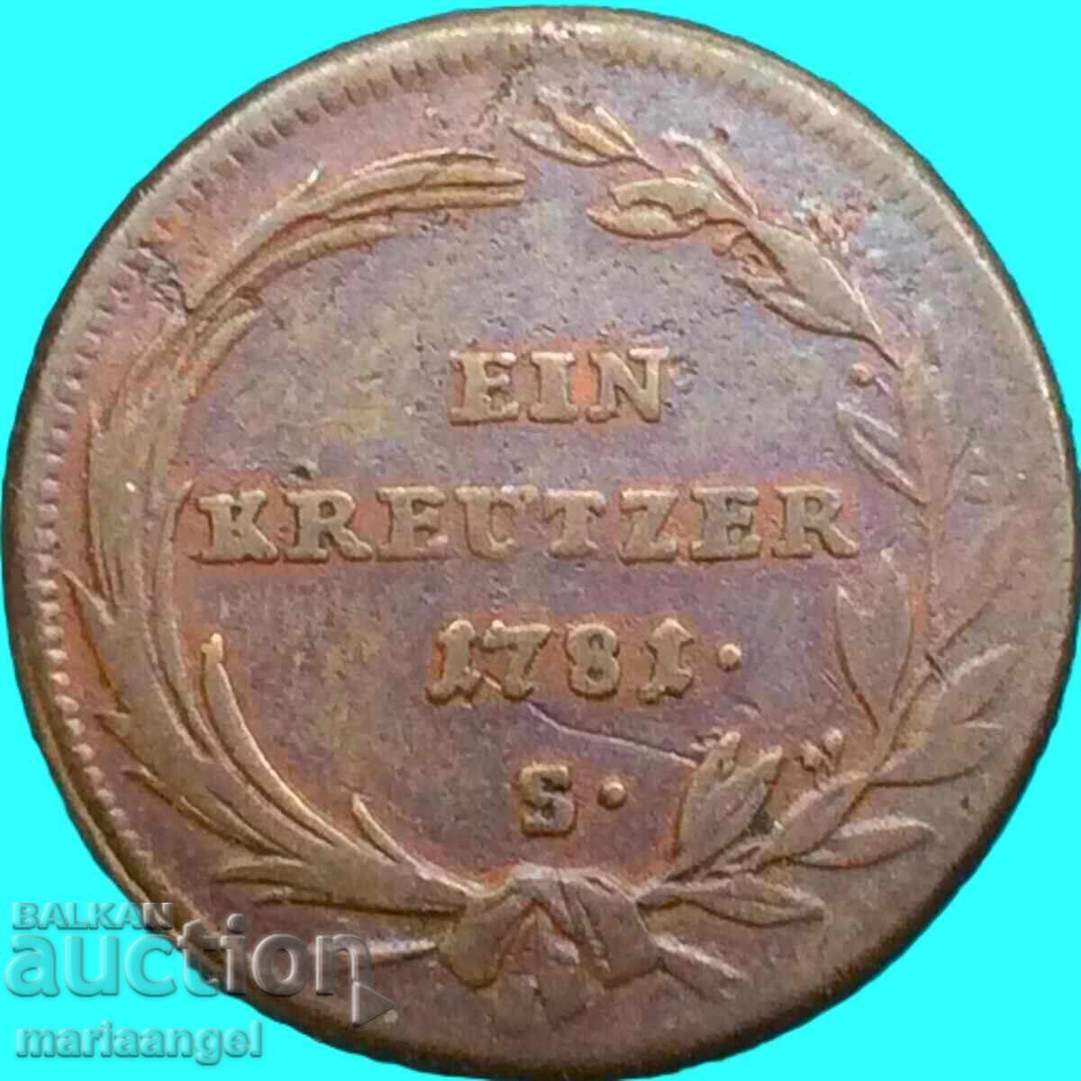 Αυστρία 1 Kreuzer 1781 S - Schmolnitz κυβερνήτης Joseph II - 6