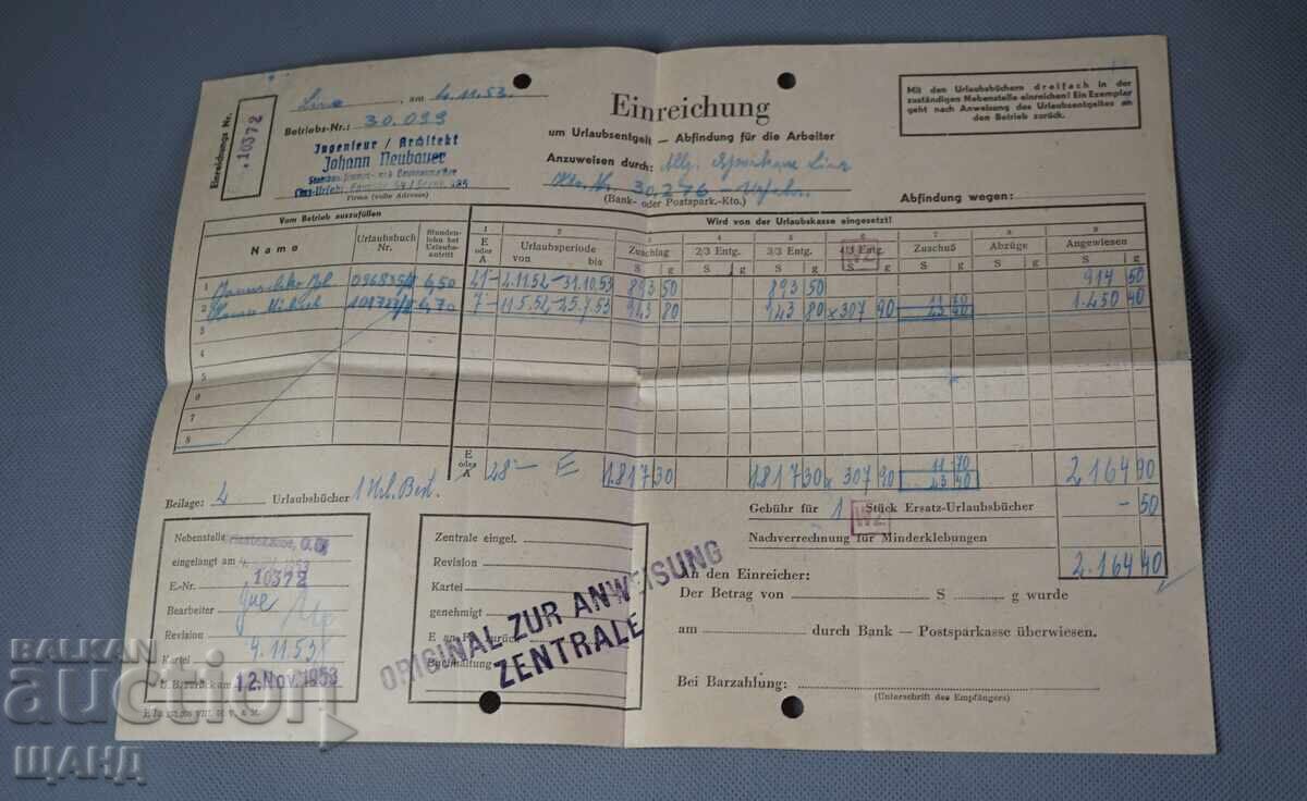 1953 Germania Document Nazist Hartă Ștampile 1953 Germania Document Nazist Hartă Ștampile