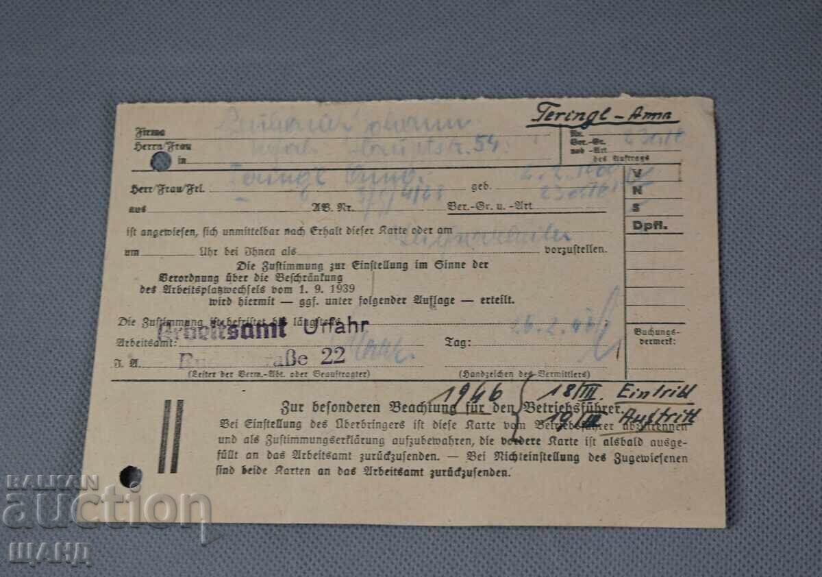 1946 Germania Document Nazist Hartă Ștampile