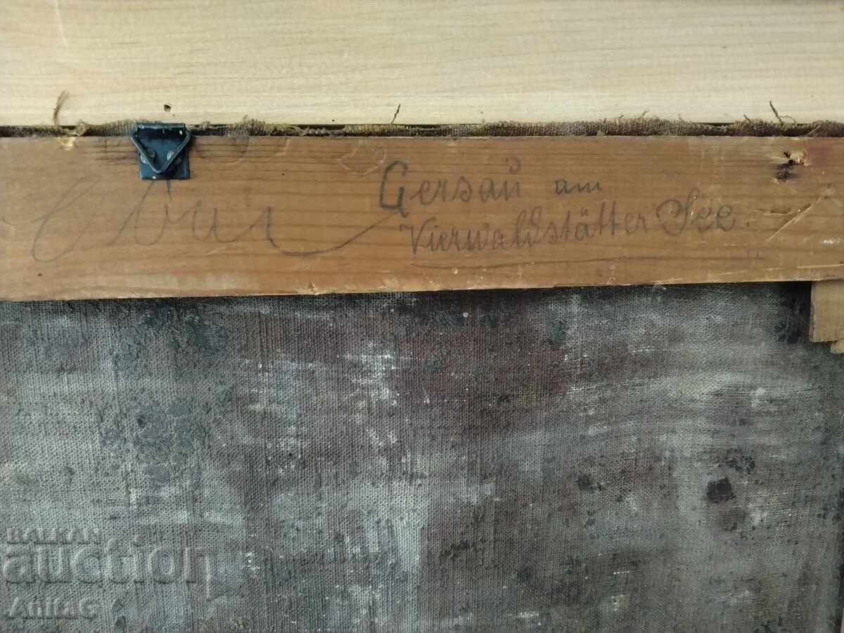 Gersau pe Lacul Lucerna / pictură în ulei din 1922 L. Koch - 5