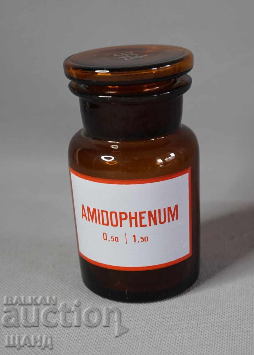 Παλιό γυάλινο φαρμακευτικό μπουκάλι βάζο φαρμακείο AMIDOPHENUM