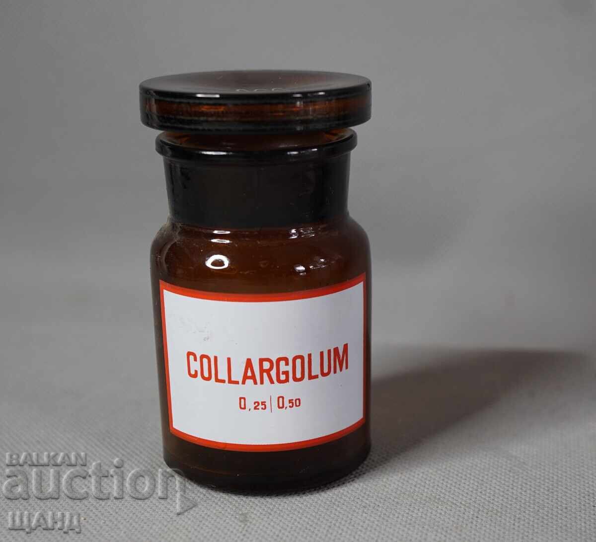 Sticlă veche de farmacie, borcan farmacie COLLARGOLUM