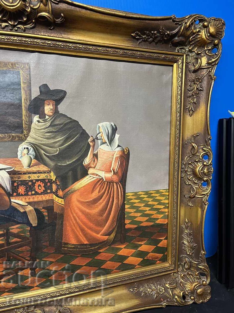 Pictură veche „The Glass of wine“ de Johannes Vermeer - 5 Pictură veche „The Glass of wine“ de Johannes Vermeer - 5