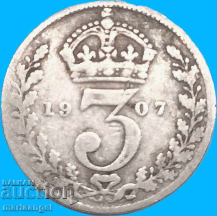 Μεγάλη Βρετανία 3 πένες 1907 Edward VII Silver - 7