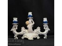 Beautiful porcelain candlestick for three candles