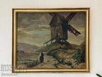 Pictură veche "Moara de vânt"