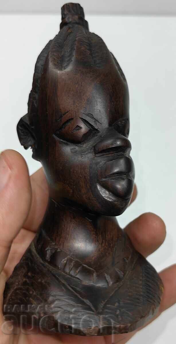 Livrarea FIGURINĂ DIN LEMN AFRICANA FIGURĂ STATUETĂ BUST FEMEIE