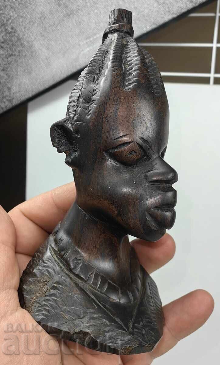 FIGURINĂ DIN LEMN AFRICANA FIGURĂ STATUETĂ BUST FEMEIE - 7