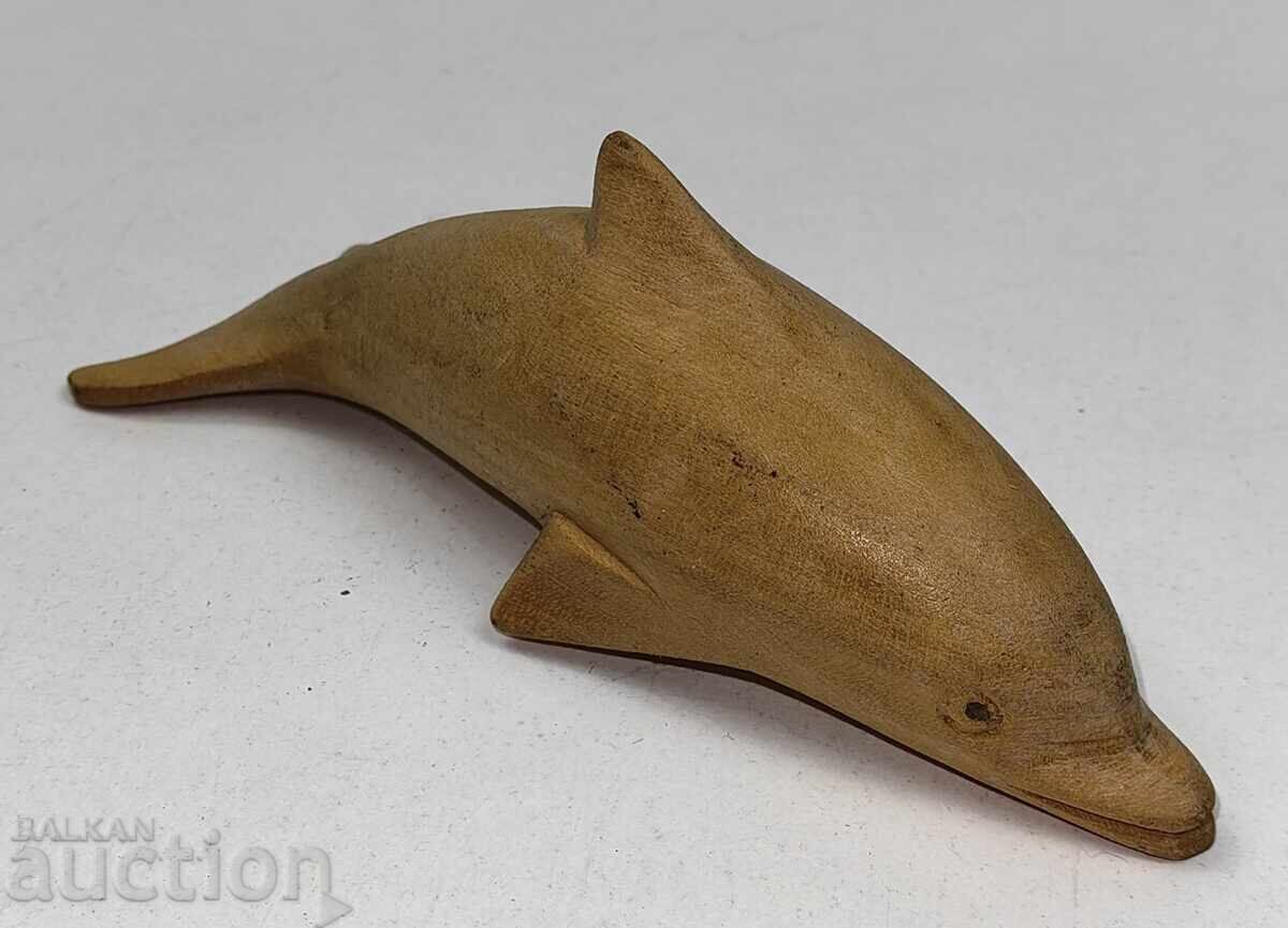 MICĂ FIGURINĂ DIN LEMN, FIGURĂ, STATUETĂ, DELFIN