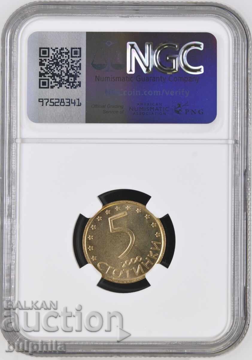 5 stotinki 2000. NGC MS 66 με τιμή € 2.50 | 4.89 BGN