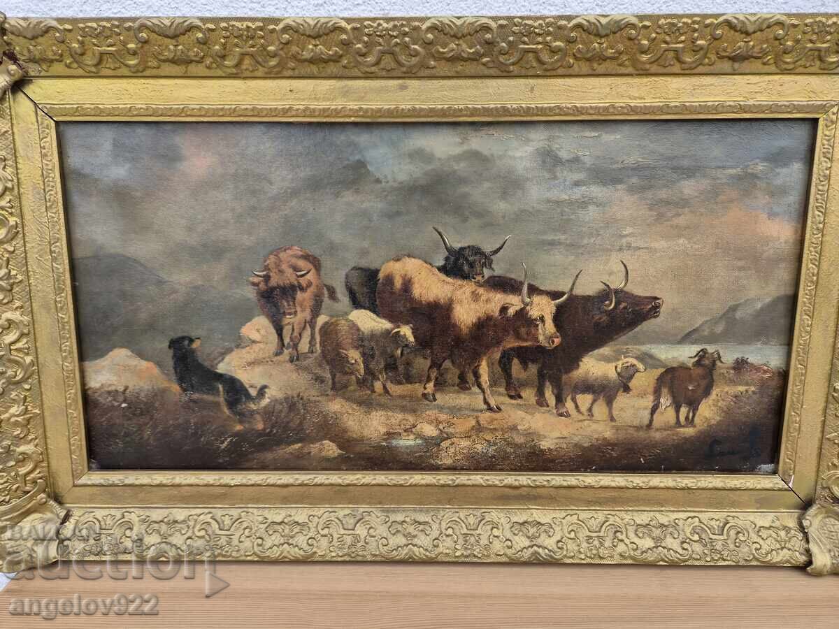 Много стара Авторска картина с маслени бои върху платно!!! - 5 Много стара Авторска картина с маслени бои върху платно!!! - 5