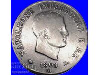 5 lire 1808 Italia Napoleon M - argint Milano