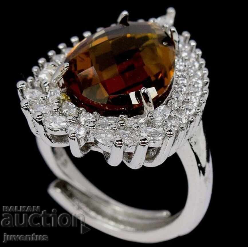 SILVER RING WITH COGNAC COLORED TOPAZ (BRAZIL) with price € 70.00 | 136.91 BGN SILVER RING WITH COGNAC COLORED TOPAZ (BRAZIL) with price € 70.00 | 136.91 BGN