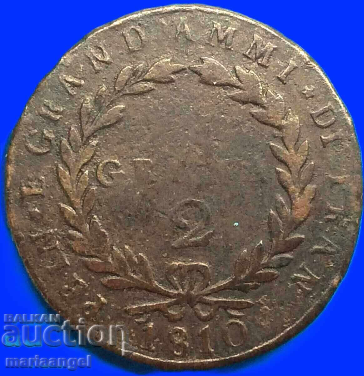 Murat Napoleon 2 grains 1810 Italy 29mm 11,67g bronze - 5