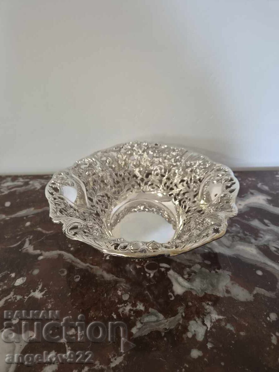 Licitație Fructieră metalică argintată!!!