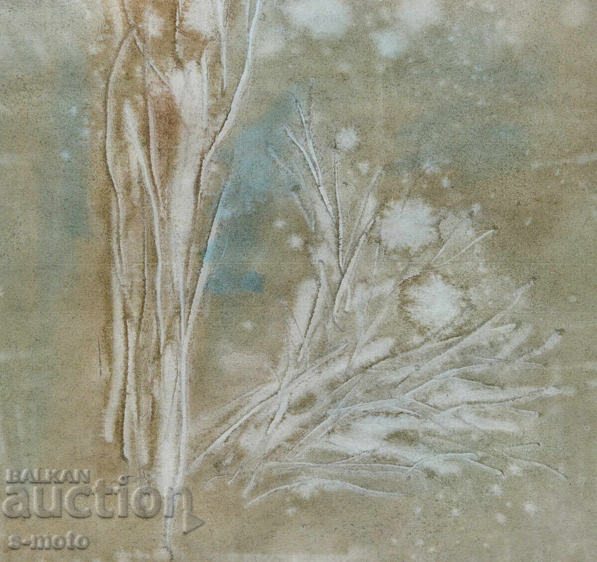 Pictură acuarelă compoziție abstractă flori - 5