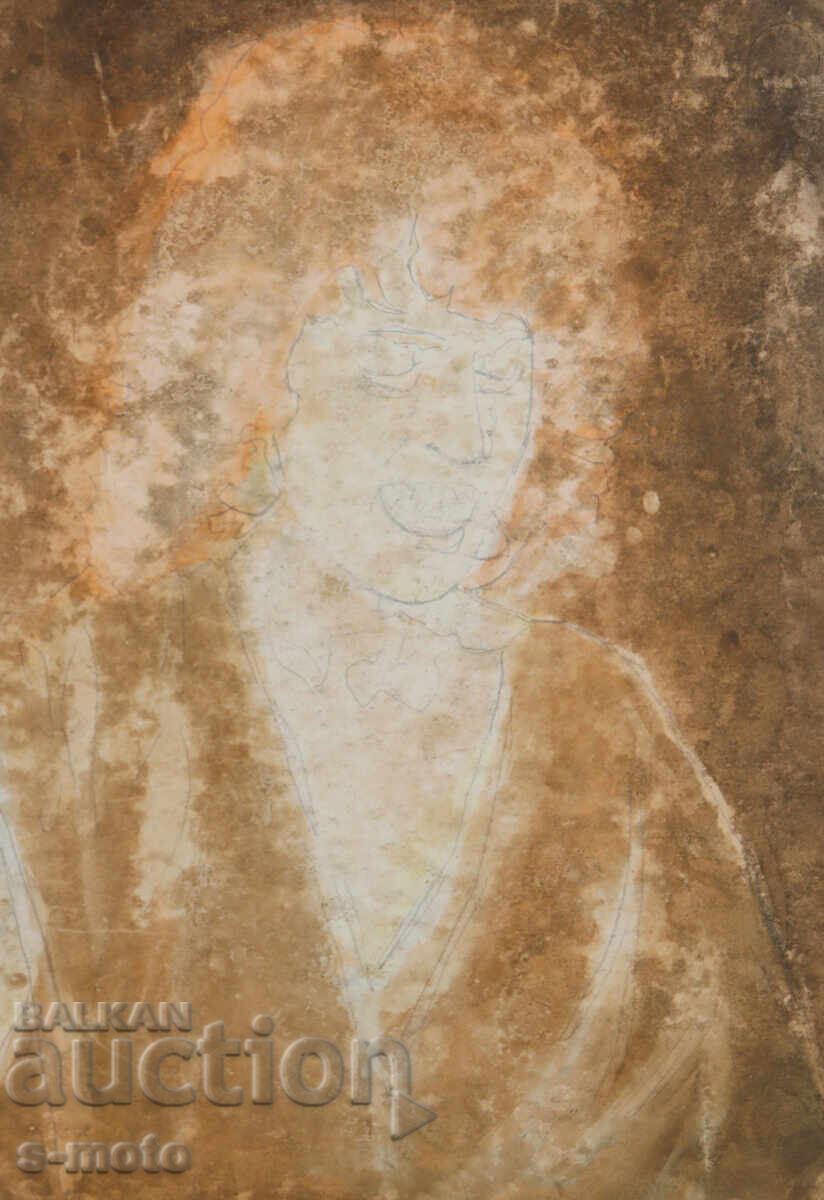 Licitație Pictură acuarelă portret feminin