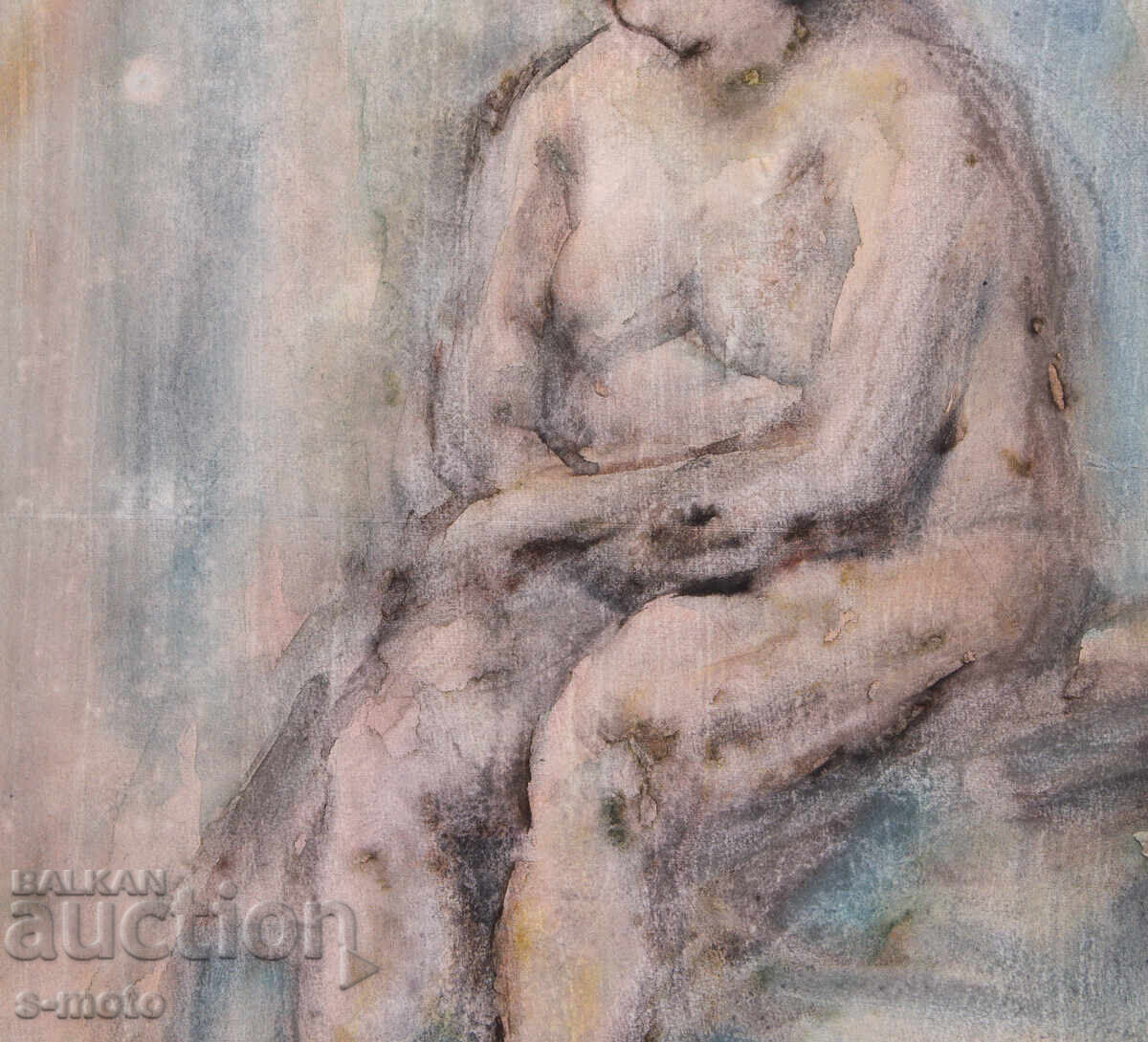 Watercolor painting female portrait nude body - 5