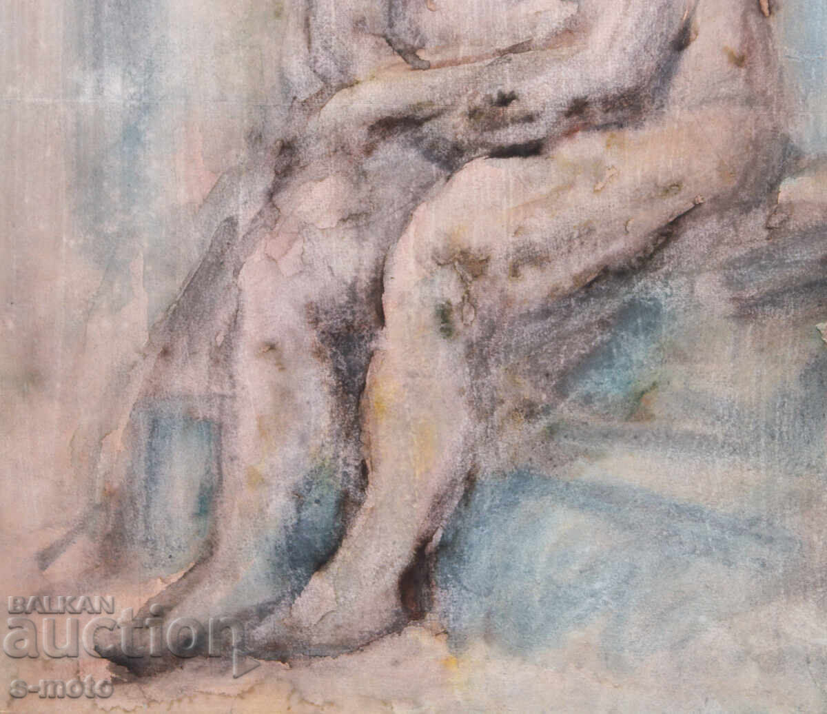 Watercolor painting female portrait nude body - 6