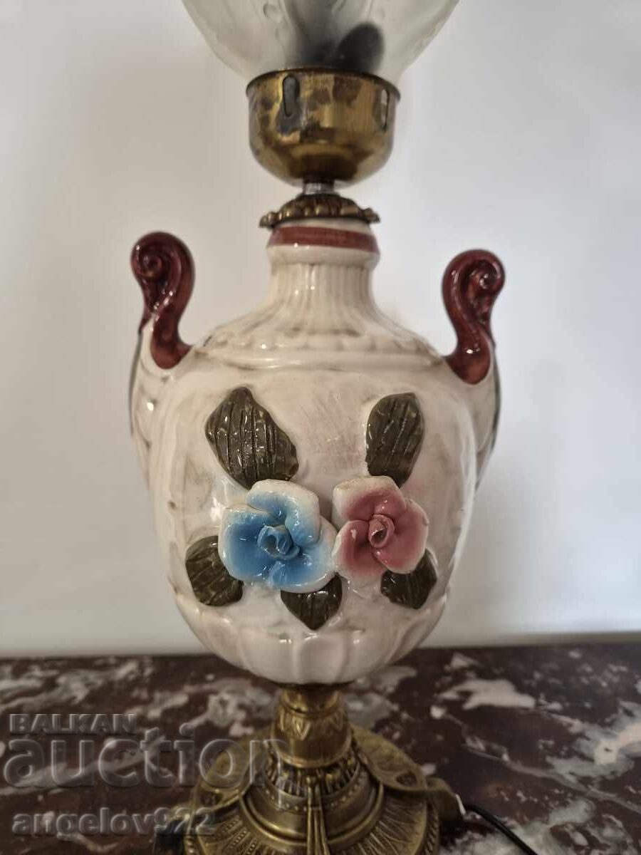 Μεγάλο Ιταλικό φωτιστικό δαπέδου από μπρούντζο, πορσελάνη και γυαλί!!! - 5