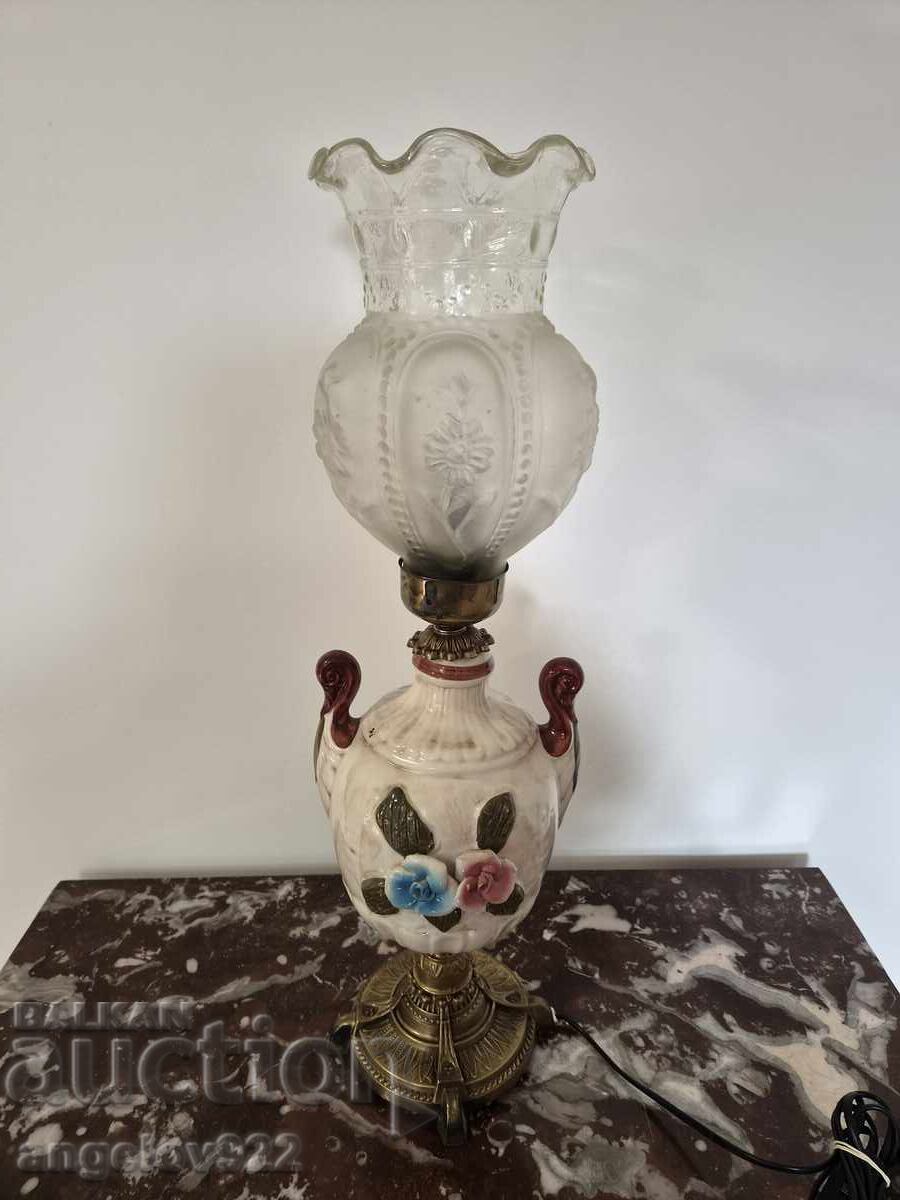 Μεγάλο Ιταλικό φωτιστικό δαπέδου από μπρούντζο, πορσελάνη και γυαλί!!! - 6