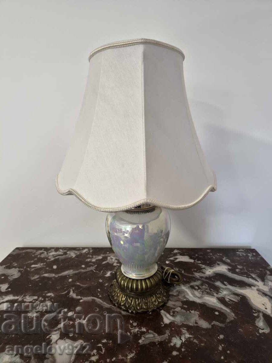Голяма нощна лампа от бронз и порцелан!!! - 5