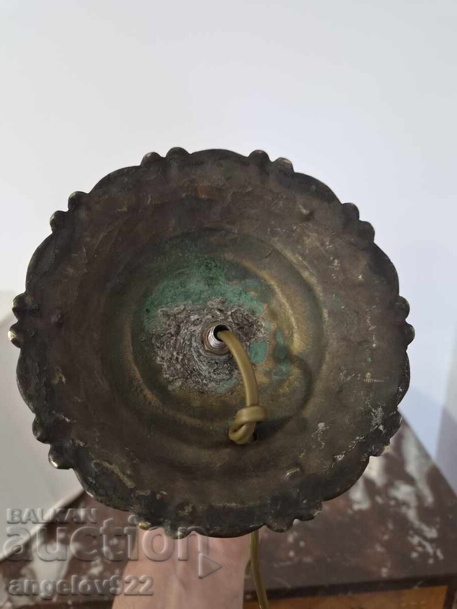 Голяма нощна лампа от бронз и порцелан!!! - 7