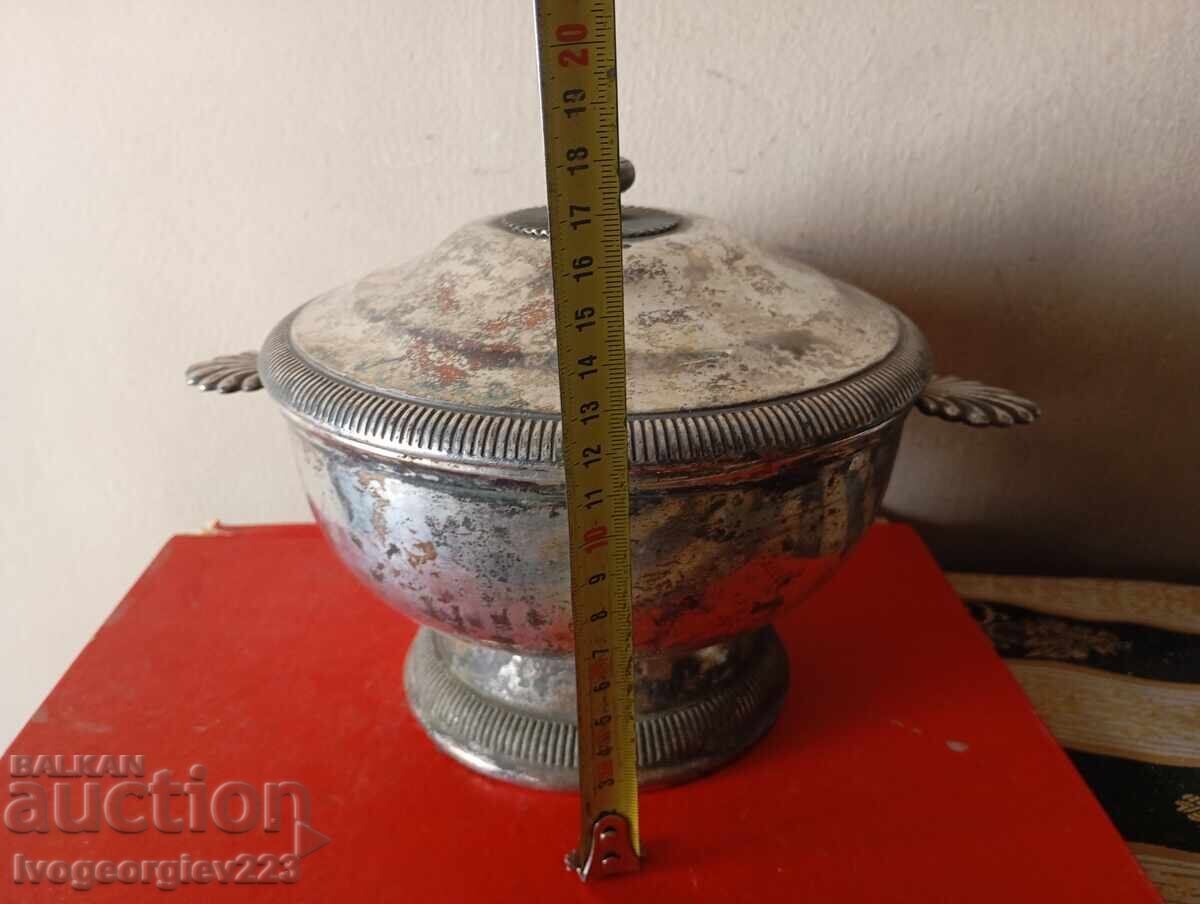 Δημοπρασία Επάργυρο μπολ, φρουτιέρα με καπάκι σε στυλ αρ ντεκό