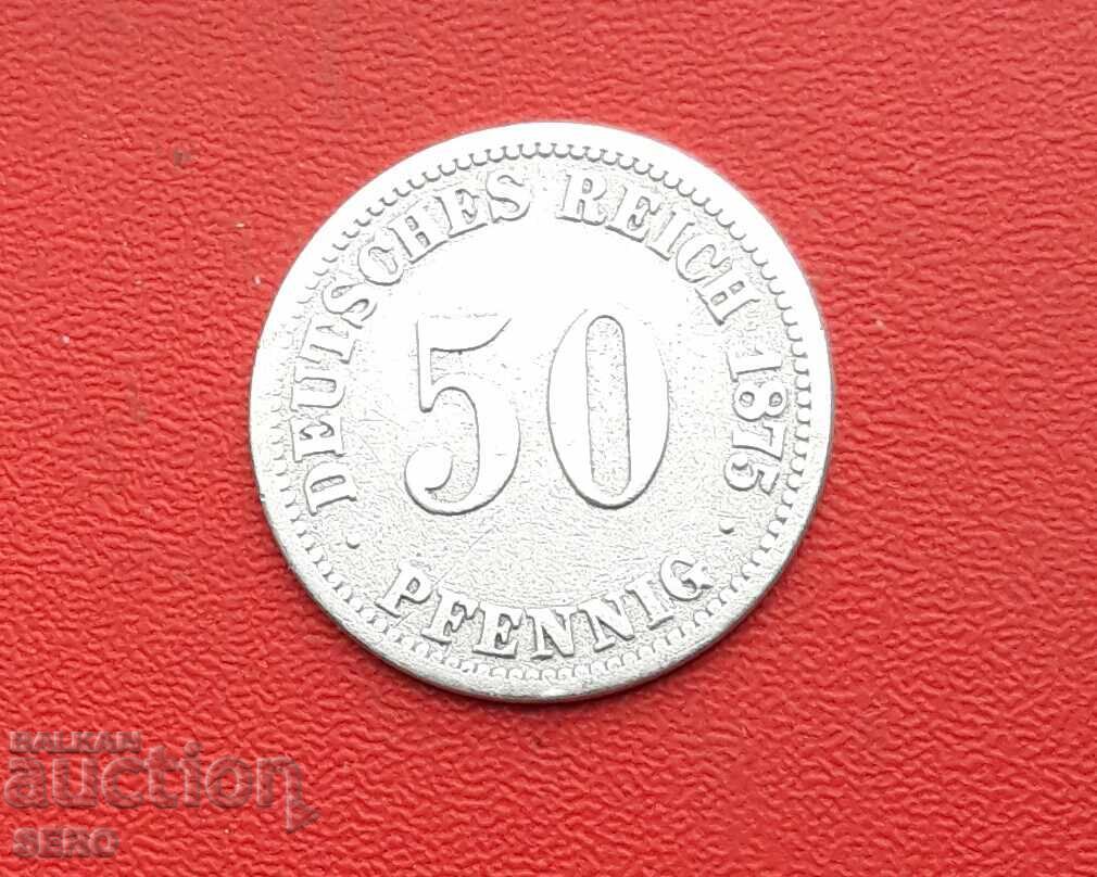 Germania - 50 pfenigi 1875 J - Hamburg