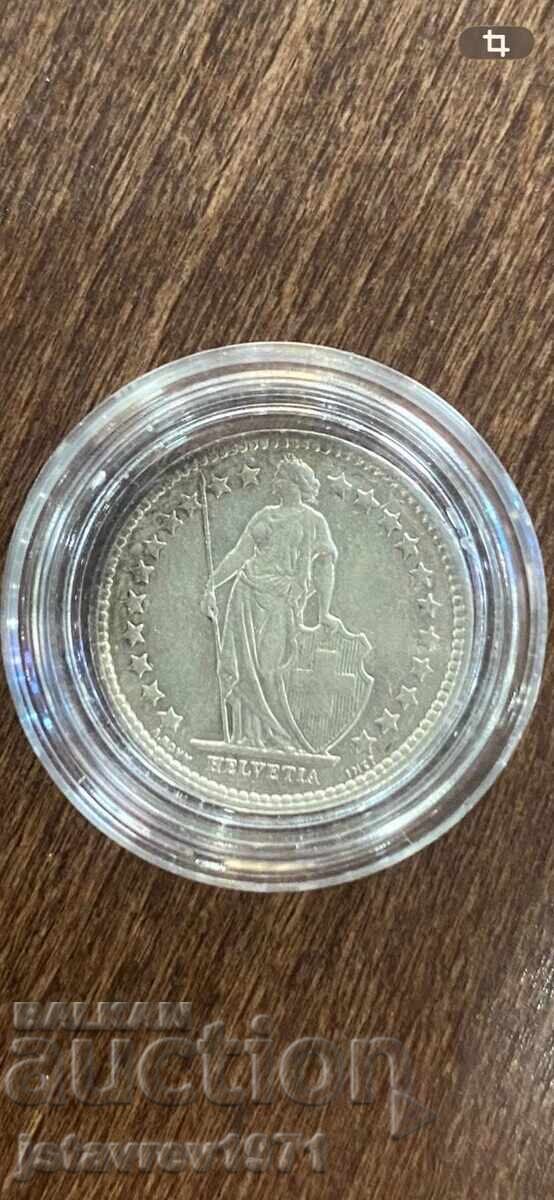 Monedă de argint 1/2 franc elvețian 1962 cu preț € 10.00 | 19.56 BGN